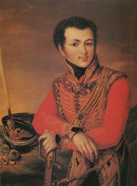 Portrait of Artemy Lazarev (1791-1813), Staff ride master of the Life-Guards Hussar Regiment van Unbekannter Künstler
