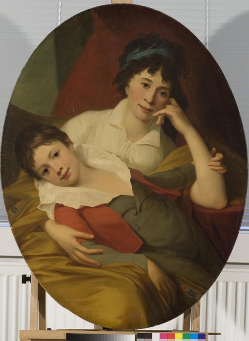 Portrait of Ekaterina Fyodorovna Muravyova-Apostol (1771-1848) with son van Unbekannter Künstler