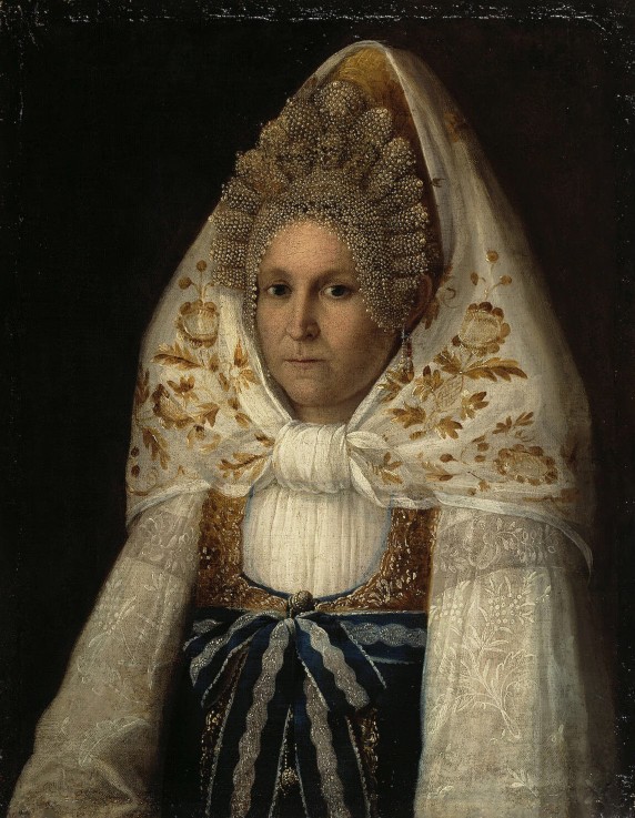 Portrait of young Merchant Woman van Unbekannter Künstler