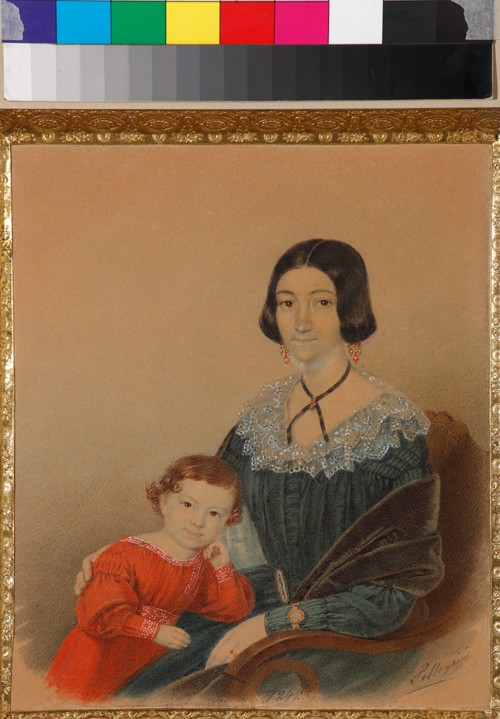 Portrait of Maria Prokhorovna Krivtsova with son Alexander van Unbekannter Künstler