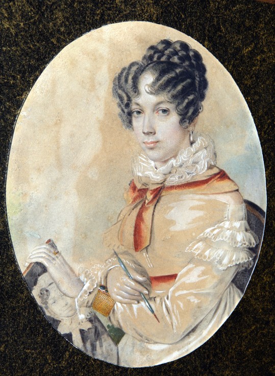 Portrait of Natalia Dmitrievna Fonvizina (1803-1869) van Unbekannter Künstler