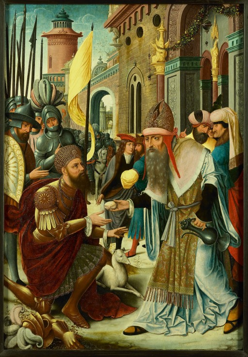 Meeting of Abraham and Melchizedek in a synagogue van Unbekannter Künstler