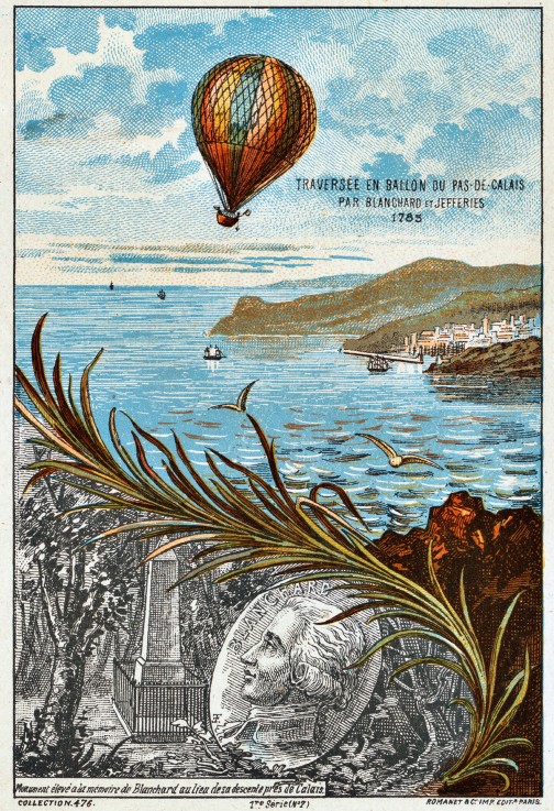 Crossing of the English Channel by Blanchard and Jefferies, 1785 (From the Series "The Dream of Flig van Unbekannter Künstler