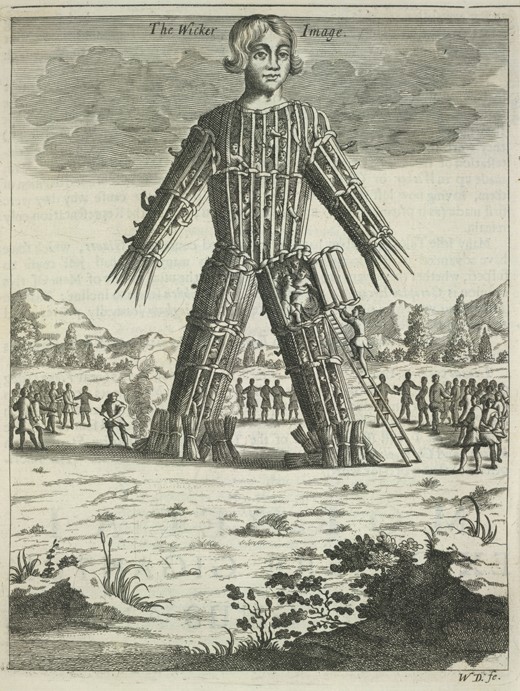 Wicker man (from Britannia Antiqua Illustrata by Aylett Sammes) van Unbekannter Künstler