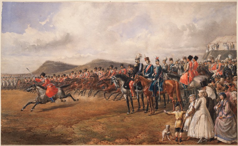 Tsar Alexander II reviewing troops van Unbekannter Künstler