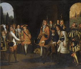 Audience of Louis XIV with Tsar Peter the Great in Versailles, 1717