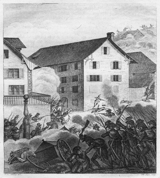 Second Battle of Zurich, Fighting scene at the Central van Unbekannter Künstler
