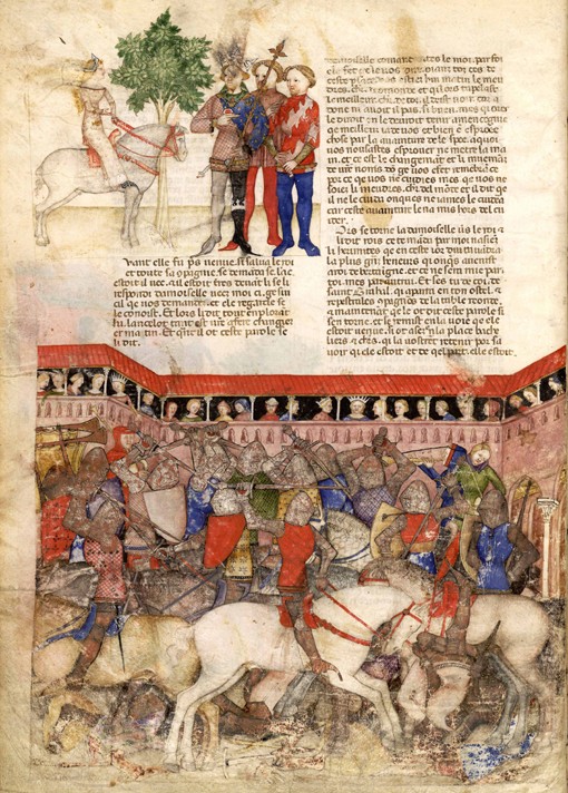 The Knights of the Round (Miniature from La Quête du Saint Graal et la Mort d'Arthus) van Unbekannter Meister