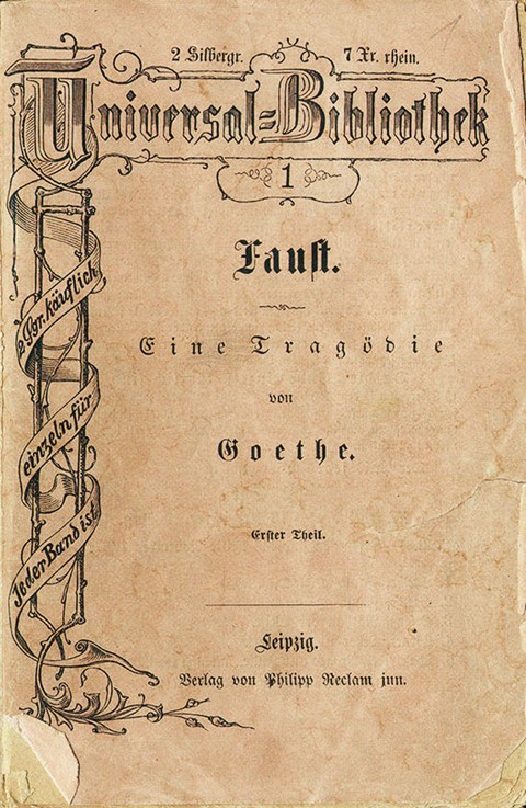 Goethe's "Faust I", the first volume of Reclam's Universal Library, appeared on November 10, 1867 van Unbekannter Meister