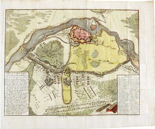 Map of the Battle at Narva van Unbekannter Meister