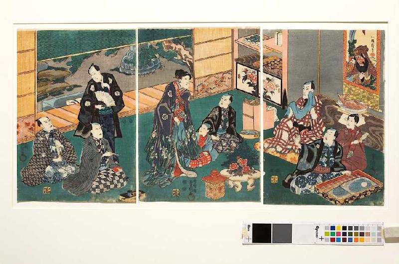 Festessen der Brüder Ichikawa und ihrer Gäste bei Danjuro VIII. van Utagawa Kunisada