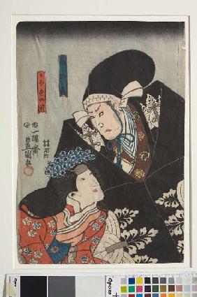 Moronao bedrängt die Ehefrau des Fürsten Enya (Erster Akt aus dem Kabuki-Schauspiel Vorlage zur Schö