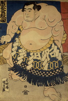 The sumo wrestler Abumatsu Rokunosuke, c.1835 (oban size, colour woodblock print) van Utagawa Kunisada