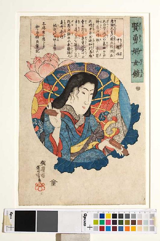 Chujo Hime (Aus der Serie Spiegel von Frauenmut und Frauenklugheit) van Utagawa Kuniyoshi