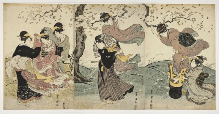 Flowers in the Wind van Utagawa Toyokuni