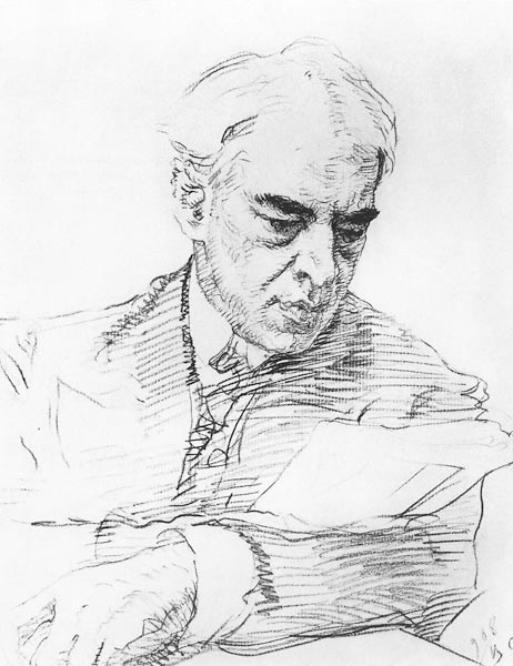 Portrait of the Regisseur Konstantin S. Stanislavsky (1863-1938) van Valentin Alexandrowitsch Serow