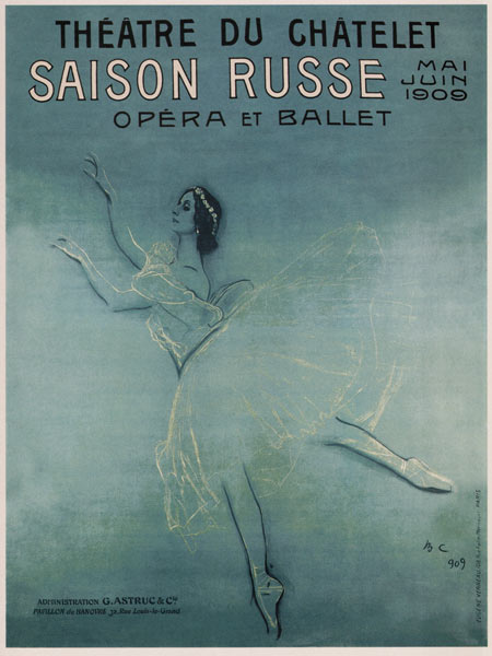 Advertising Poster for the Ballet dancer Anna Pavlova in the ballet Les sylphides by F. Chopin van Valentin Alexandrowitsch Serow