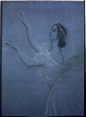 Ballet dancer Anna Pavlova in the ballet Les sylphides by F. Chopin. Detail