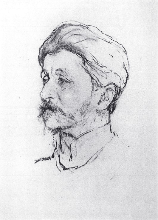 Portrait of the painter Mikhail Alexandrovich Vrubel van Valentin Alexandrowitsch Serow