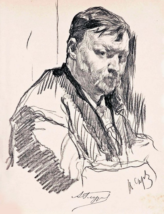 Portrait of the composer Alexander Glazunov (1865-1936) van Valentin Alexandrowitsch Serow