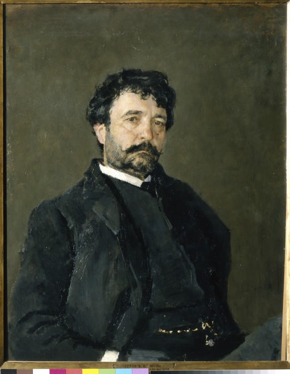 Portrait of the opera singer Angelo Masini (1844-1926) van Valentin Alexandrowitsch Serow