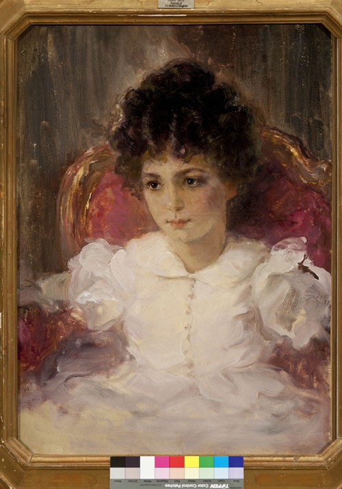 Portrait of Tatyana Sergeevna Khokhlova, née Botkina (1897-1985) as Child van Valentin Alexandrowitsch Serow
