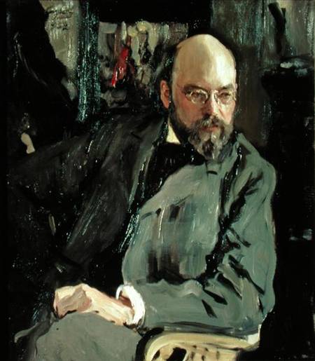 Portrait of Ilya Ostrouhov (1858-1929) van Valentin Alexandrowitsch Serow