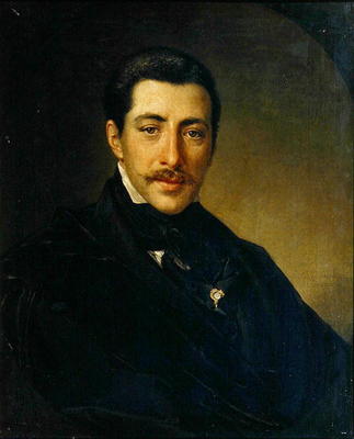 Portrait of the Author Alexander Sukhowo-Kobylin (1817-1903) (oil on canvas) van Vasili Andreevich Tropinin