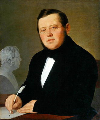 Portrait of the Author Michail Sagoskin, 1830s (oil on canvas) van Vasili Andreevich Tropinin