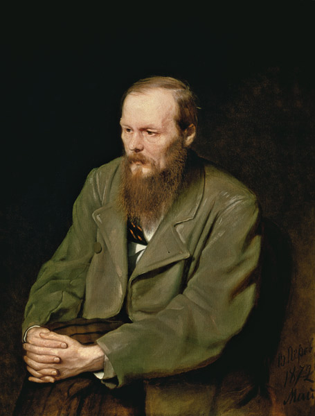 Portrait of Fyodor Dostoyevsky (1821-81) van Vasili Grigorevich Perov