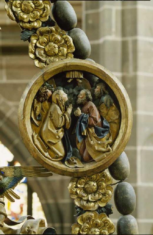 Der Englische Gruß: Medaillon mit der Himmelfahrt Christi van Veit Stoß