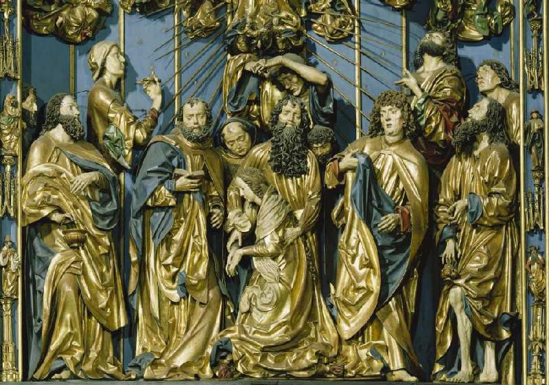 Der Krakauer Marienaltar: Die sterbende Maria im Kreis der Apostel van Veit Stoß
