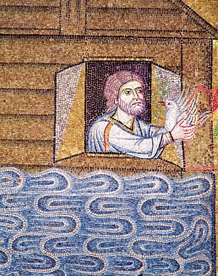 The Flood, from the Atrium, detail of Noah receiving the white dove van Veneto-Byzantine School