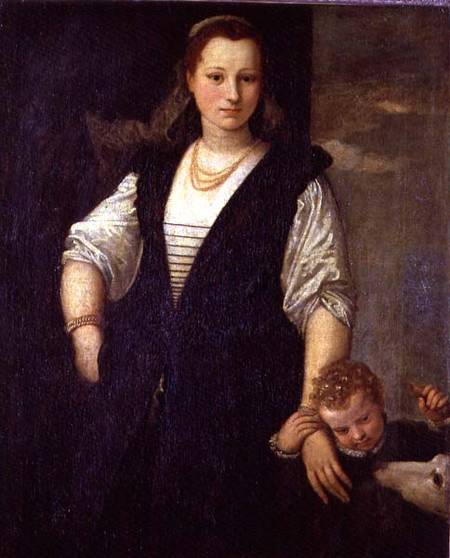 Portrait of a Woman with a Child and a Dog  (for detail see 95740) van Veronese, Paolo (eigentl. Paolo Caliari)