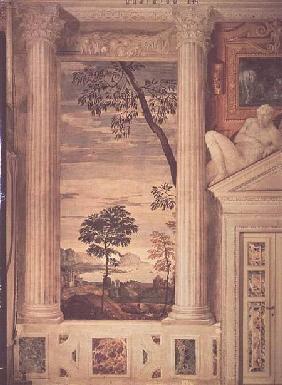 Landscape, detail of the frescoes in the Olympic Room