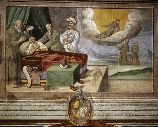 Der Heilige Franziskus weist seine Brueder an, den Sultan zu taufen van Vetralla Latium