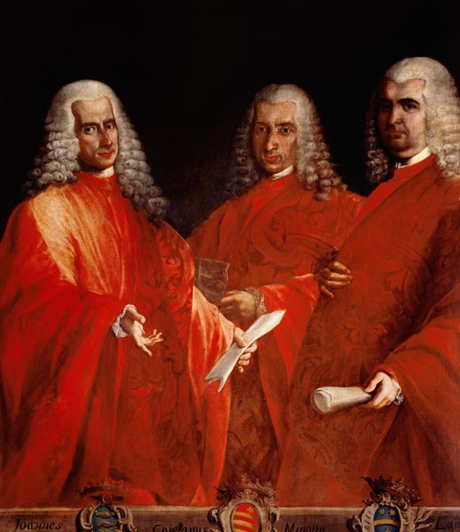 Portrait of Three Lawyers, Giovanni Dolfin, Gaetano Minotto and Lodovico Angarano van Vicenzo Guarana