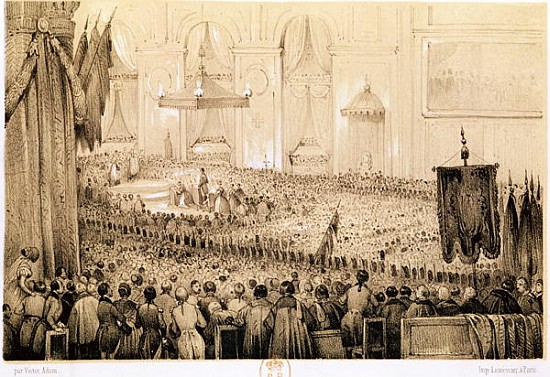 The Re-establishment of the Cult: A Te Deum at Notre-Dame de Paris, 18th April 1802 van Victor Adam