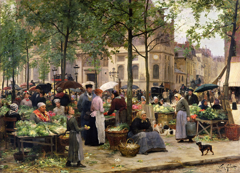 The Square in front of Les Halles van Victor Gabriel Gilbert