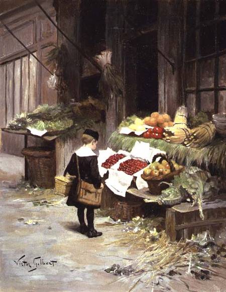 Little Boy at the Market van Victor Gabriel Gilbert