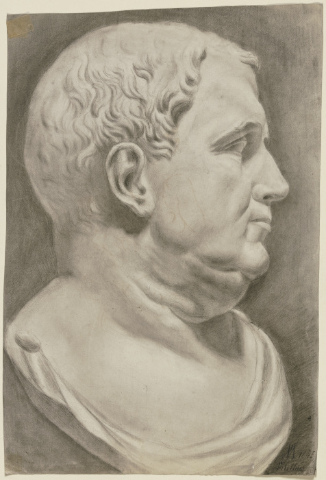 Antike Büste eines feisten Mannes im Profil nach rechts van Victor Müller
