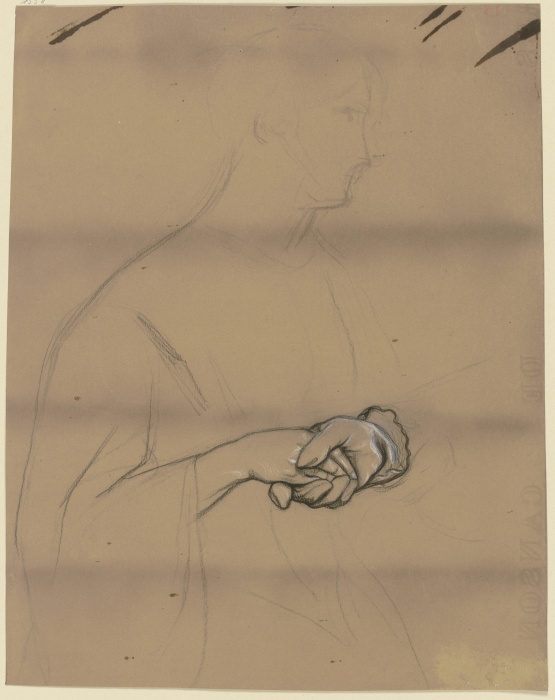 Zwei ineinandergelegte rechte Hände, mit Andeutung einer Frauenfigur van Victor Müller