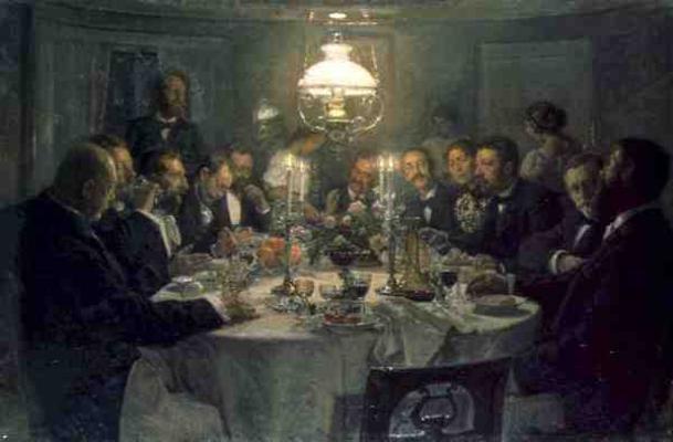 An Artist's Gathering, 1903 (oil on canvas) van Viggo Johansen