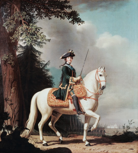 Equestrian Portrait of Empress Catherine II (1729-1796) van Vigilius Erichsen