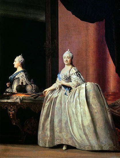 Empress Catherine II before the mirror van Vigilius Erichsen