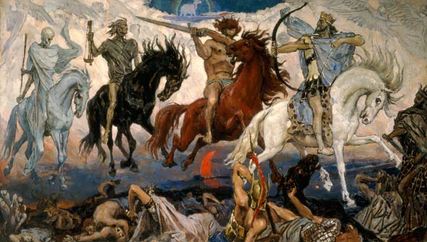 The Four Horsemen of the Apocalypse van Viktor Michailowitsch Wasnezow