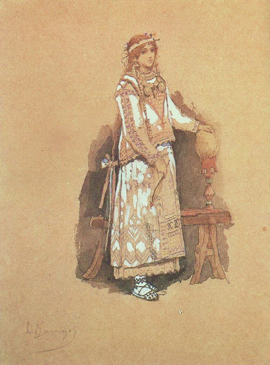 Costume design for the opera "Snow Maiden" by N. Rimsky-Korsakov van Viktor Michailowitsch Wasnezow