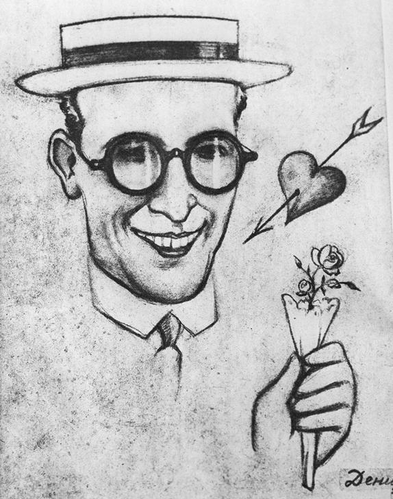 Caricature on American actor Harold Lloyd van Viktor Nikolaevich Deni