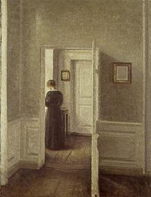 Frau in einem hellen Innenraum. van Vilhelm Hammershoi