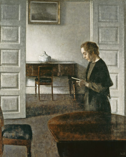 Interior with a Lady Reading van Vilhelm Hammershoi
